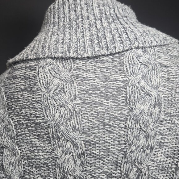 Y2K Gray Cape Cardigan Chunky Sweater Size S Boho Academia Cable Knit 2000s - Picture 7 of 9